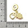 Brass Pave Clear Cubic Zirconia and Pink Enamel European Dangle Charms KK-Q066-04G-3