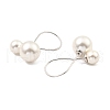 Shell Pearl Round Dangle Stud Earrings EJEW-Z024-07P-2