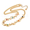 Bohemian 304 Stainless Steel & Dyed Colorful Synthetic Turquois Link Chain Necklaces for Women NJEW-M100-02G-04-2