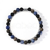 Natural Blue Veined Stone Black Agate Cylinder Men's Bracelets MW6661-4