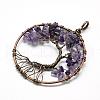 Natural Amethyst Chip Big Pendants G-R440-R05-2