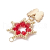 Glass Seed Beaded Flower Pendants PALLOY-MZ00623-04-4
