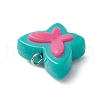 Two Tone Opaque Acrylic Beads with Iron Flat Head Pins and Tibetan Style Beads Pendants PALLOY-JF038010-5