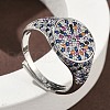 Brass Micro Pave Cubic Zirconia Cuff Rings for Women RJEW-A069-13P-3