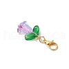 Flower Transparent Glass Pendant Decorations HJEW-JM03295-01-5