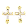 Brass Clear Cubic Zirconia Connector Charms KK-D325-05G-1