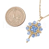 Flower Handmade Seed Beads & AB Color Glass Beaded Pendant Necklaces NJEW-MZ00084-04-3