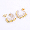 Fashionable Brass Imitation Pearl Square Stud Earrings HD0579-3