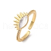 Brass Micro Pave Cubic Zirconia Shell Cuff Rings KK-D363-24C-G-2