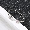 925 Sterling Silver Open Cuff Rings for Women RJEW-R008-03S-01-2
