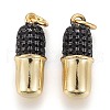 Brass Micro Pave Black Cubic Zirconia Pendants ZIRC-Z001-03A-1