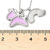 304 Stainless Steel Pearl Pink Enamel & Natural White Shell Pendant Unicorn Rainbow Pendant Necklaces for Women NJEW-M101-02P-5