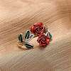 Zinc Alloy Enamel Open Cuff Rings for Women RJEW-U058-01P-1