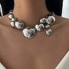 Alloy Flat Round Statement Bib Necklaces for Women FS-WG4790D-01-1