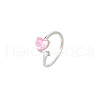 Elegant 925 Sterling Silver Cubic Zirconia Heart Cuff Rings VD3365-3-1