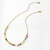 Elegant Brass & Synthetic Stone Chip Handmade Link Chain Necklaces for Women BM0340-4