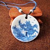 Ethnic Style Porcelain Pendant Adjustable Cord Necklaces for Women FS-WG62D6C-04-1
