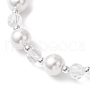 Shell Pearl & Glass Round Beaded Bracelets BJEW-JB11857-02-4