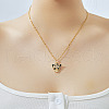 Fashionable Brass Pave Green & Clear Cubic Zirconia Leopard Head Pendant Necklaces IV6629-2