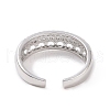 Clear Cubic Zirconia Hollow Out Heart Open Cuff Ring RJEW-E072-05P-3