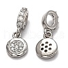 Brass Micro Pave Clear Cubic Zirconia European Dangle Charms ZIRC-H119-03P-2