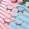 Natural Lava Rock & Mixed Stone & Glass Seed Beaded Braided Bracelets BJEW-MZ00063-2
