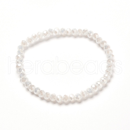 Faceted Glass Rondelle Beads Stretch Bracelet for Kid BJEW-JB06807-14-1