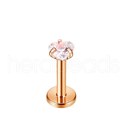 Stainless Steel Clear Cubic Zirconia Threadless Labret Stud WGC142D-27-1