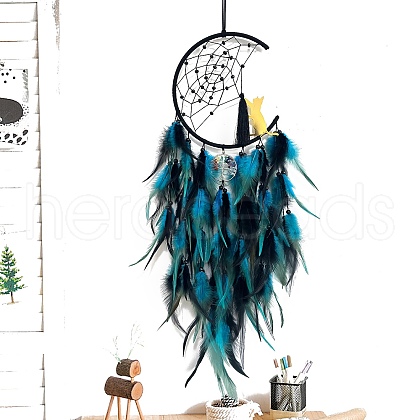 Cat Woven Net/Web with Feather Pendant Decoration PW-WGF66F3-04-1