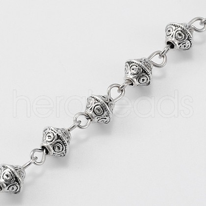 Handmade Tibetan Style Alloy Bicone Beads Chains for Necklaces Bracelets Making X-AJEW-JB00081-01-1