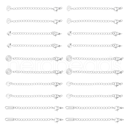Unicraftale 30Pcs 5 Styles 304 Stainless Steel Curb Chain Extender STAS-UN0060-85-1