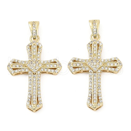 Brass Micro Pave Cubic Zirconia Pendants KK-U058-14G-1