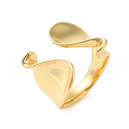 Irregular Brass Open Cuff Rings for Women RJEW-A046-09G-1