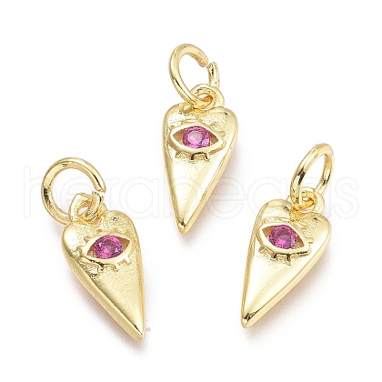 Brass Micro Pave Cubic Zirconia Pendants KK-P187-15F-G-1