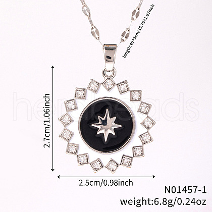 Elegant Brass Pave Clear Cubic Zirconia Star Pendant Pendant Necklaces NB6973-1-1