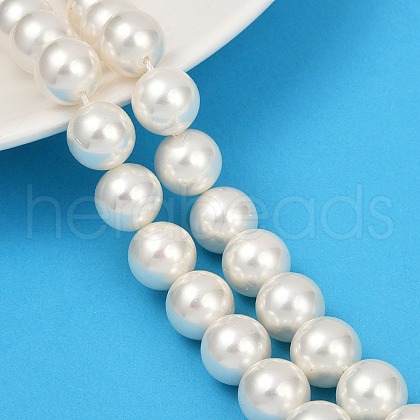 AB Color Plated Shell Pearl Round Beads Strands BSHE-XCP0001-50-1