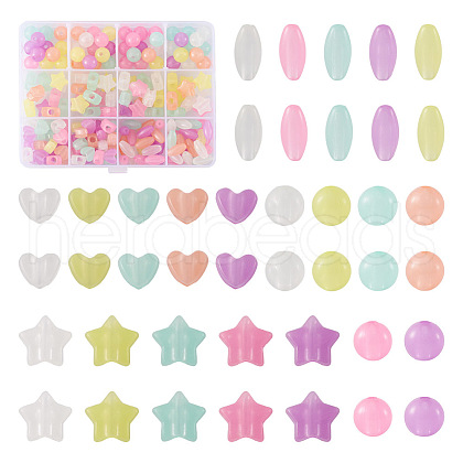 200Pcs 4 Style Luminous Acrylic Beads TACR-FS0001-02-1