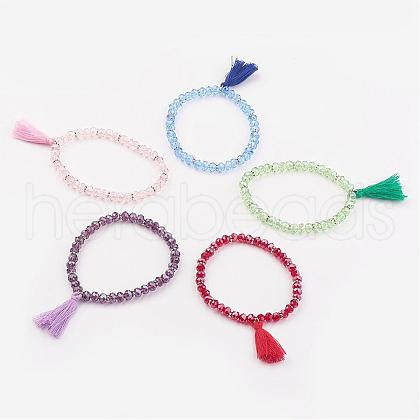 Glass Beads Stretch Charm Bracelets BJEW-JB03089-1
