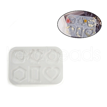 Flower Heart Hexagon DIY Pendant Silicone Molds DIY-E072-04B-1