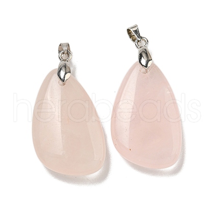 Natural Rose Quartz Pendants G-G147-02P-01-1