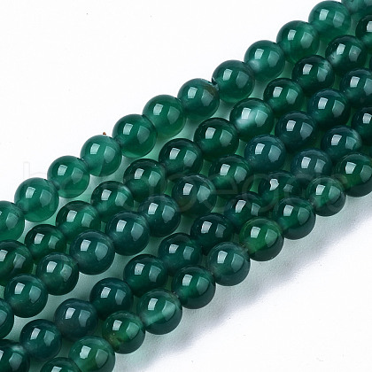 Natural Green Onyx Agate Beads Strands X-G-S359-233-1