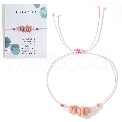 Chakra Style Natural Rose Quartz Chips Braided Bead Bracelets for Women Men CM2538-1-1