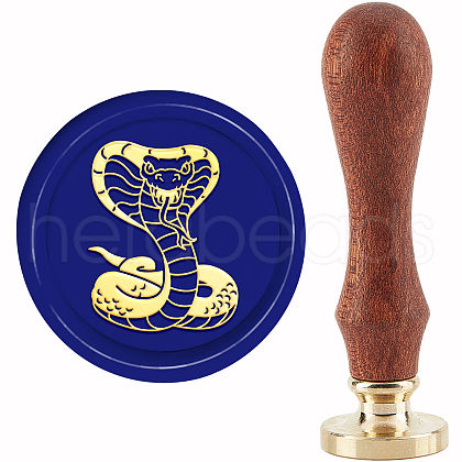 Brass Wax Seal Stamp with Handle AJEW-WH0184-0703-1