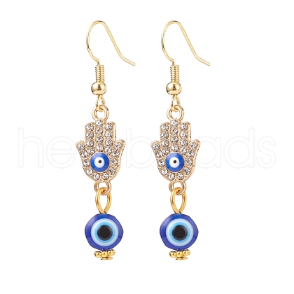 Crystal Rhinestone Dangle Earrings with Enamel Evil Eye EJEW-JE05012-04-1