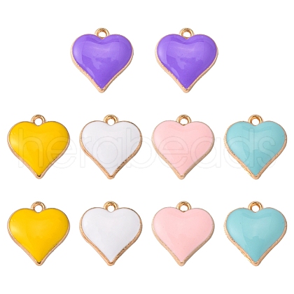 10Pcs 5 Colors Alloy Enamel Pendants ENAM-YW0002-07-1