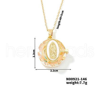 Luxury Fashionable American and European Style Brass Glass Virgin Mary Pendant Necklaces for Women DB7560-1-1