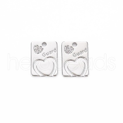 Brass Micro Pave Clear Cubic Zirconia Charms KK-S364-101-1