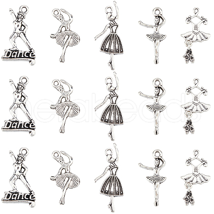 SUNNYCLUE 60Pcs 5 Styles Alloy Dancer Charm Pendant FIND-SC0011-63-1
