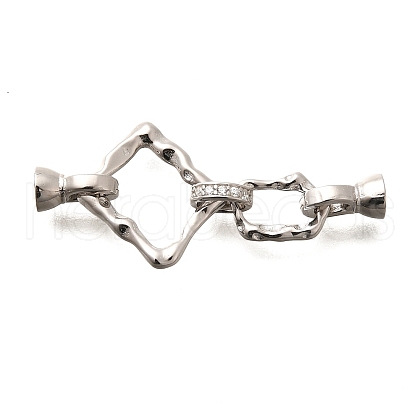 925 Sterling Silver Micro Pave Clear Cubic Zirconia Fold Over Clasps STER-B006-05P-1