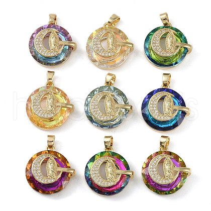 Brass Cubic Zirconia with Glass Pendents KK-Q815-11G-1